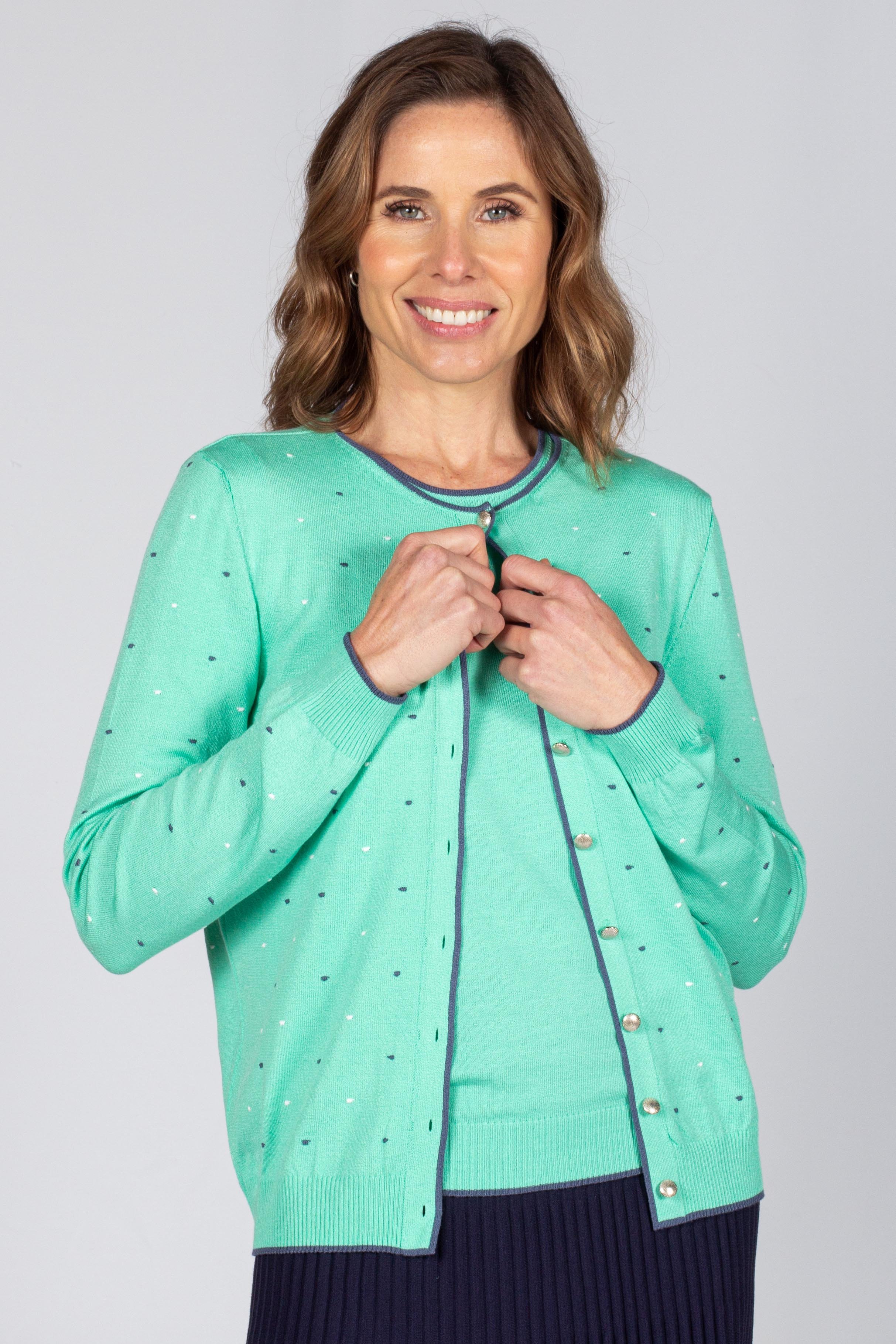 cardigan verde agua