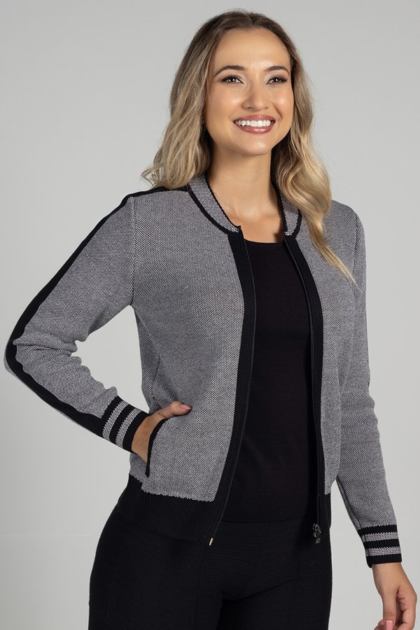 Jaqueta Bomber de Tricô Esportiva | Bonneterie | Bonneterie