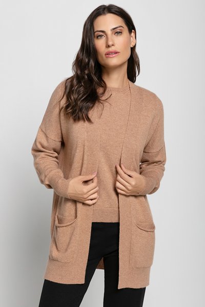 Cardigan alongado de tricô com lã e cashmere, Bonneterie, Site Oficial