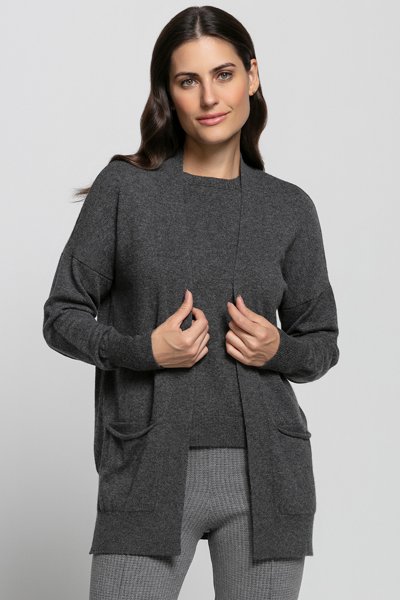 Cardigan alongado de tricô com lã e cashmere, Bonneterie, Site Oficial