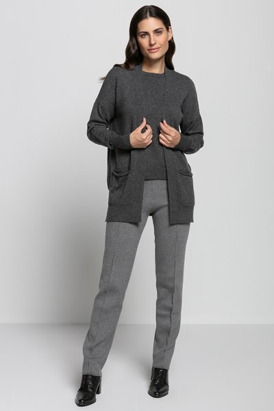 Cardigan alongado de tricô com lã e cashmere, Bonneterie