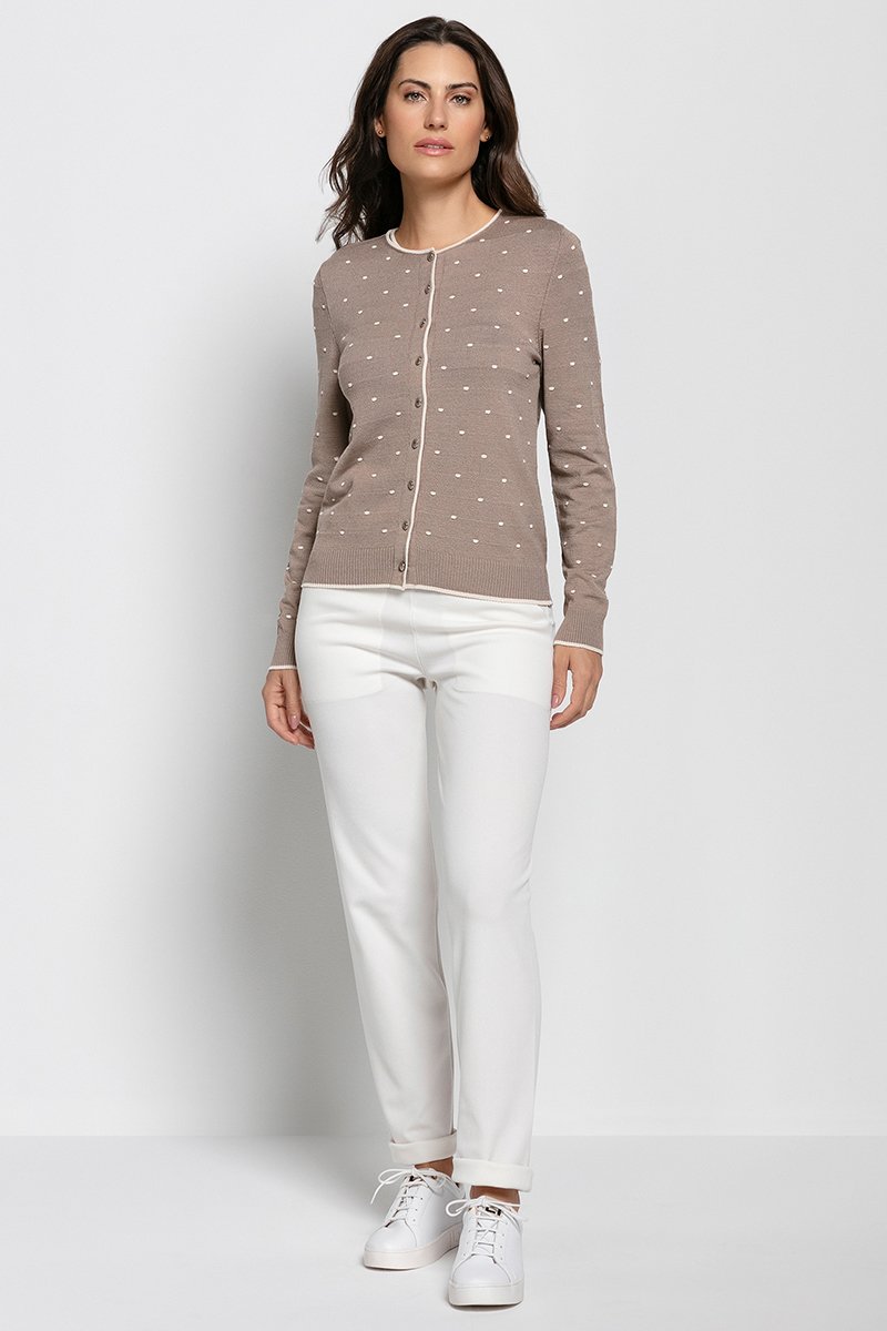 Casaco de Tricô com Botão e Poás em Relevo | Bonneterie