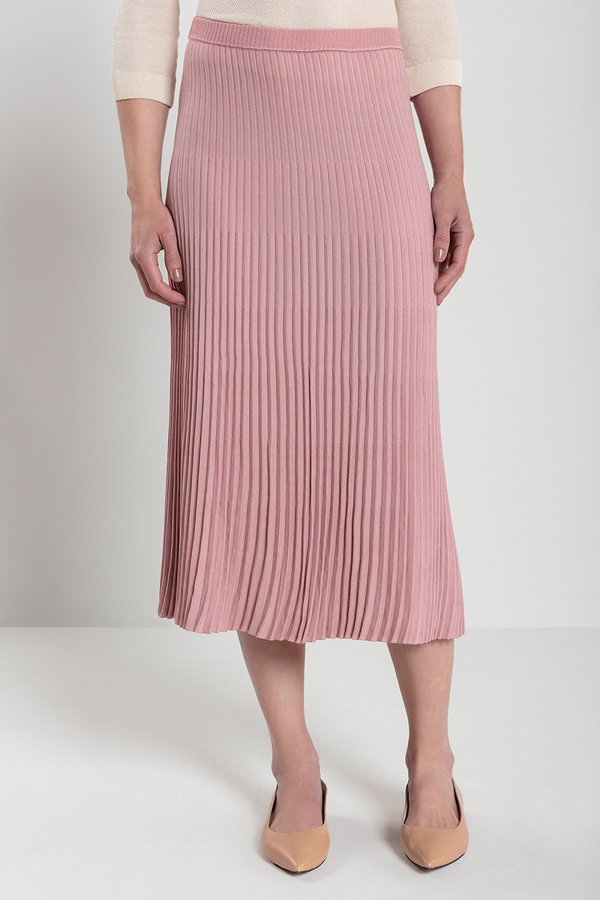 Saia plissada midi de tricô Bonneterie Tricôs Premium