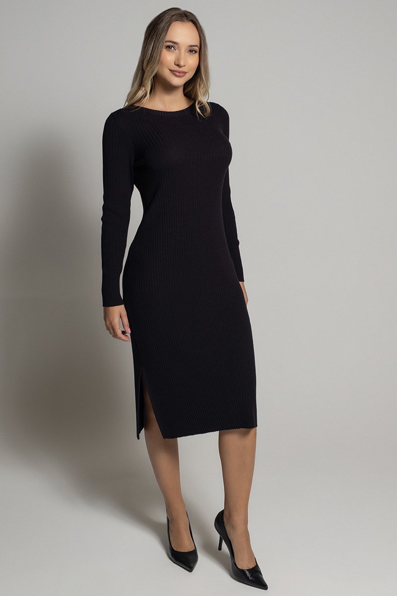 Vestido Tricot Vestido Manga Longa Com Meia CalÃ§a Vestido Manga