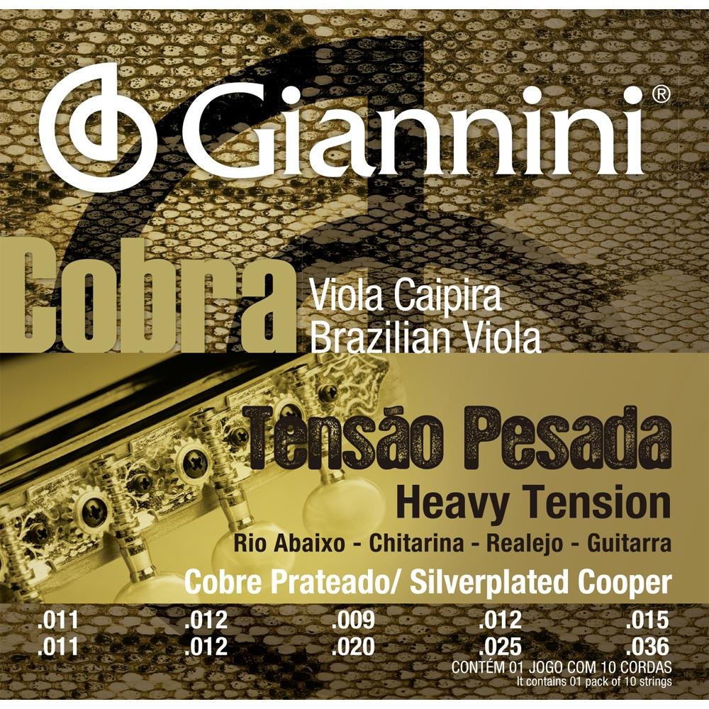 Kit Com 3 Jogos De Cordas Giannini Cobra Viola Tensao Leve