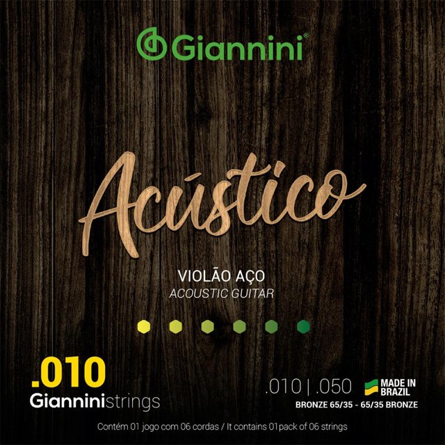 Encordoamento Para Violão Aço Giannini 010 Bronze 65/35 GESWAM