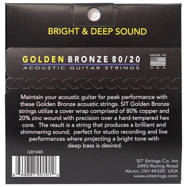 Encordoamento Para Violão Aço SIT 010 Golden Bronze 80/20 Extra Light GB1048