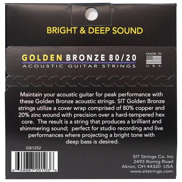 Encordoamento Para Violão Aço SIT 012 Golden Bronze 80/20 Light GB1252