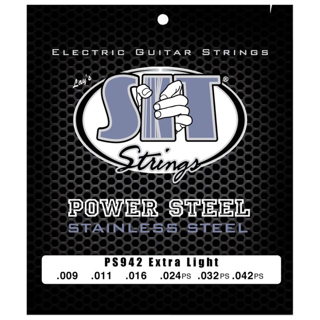Encordoamento Para Guitarra SIT 009 Power Steel Stainless Extra Light PS942