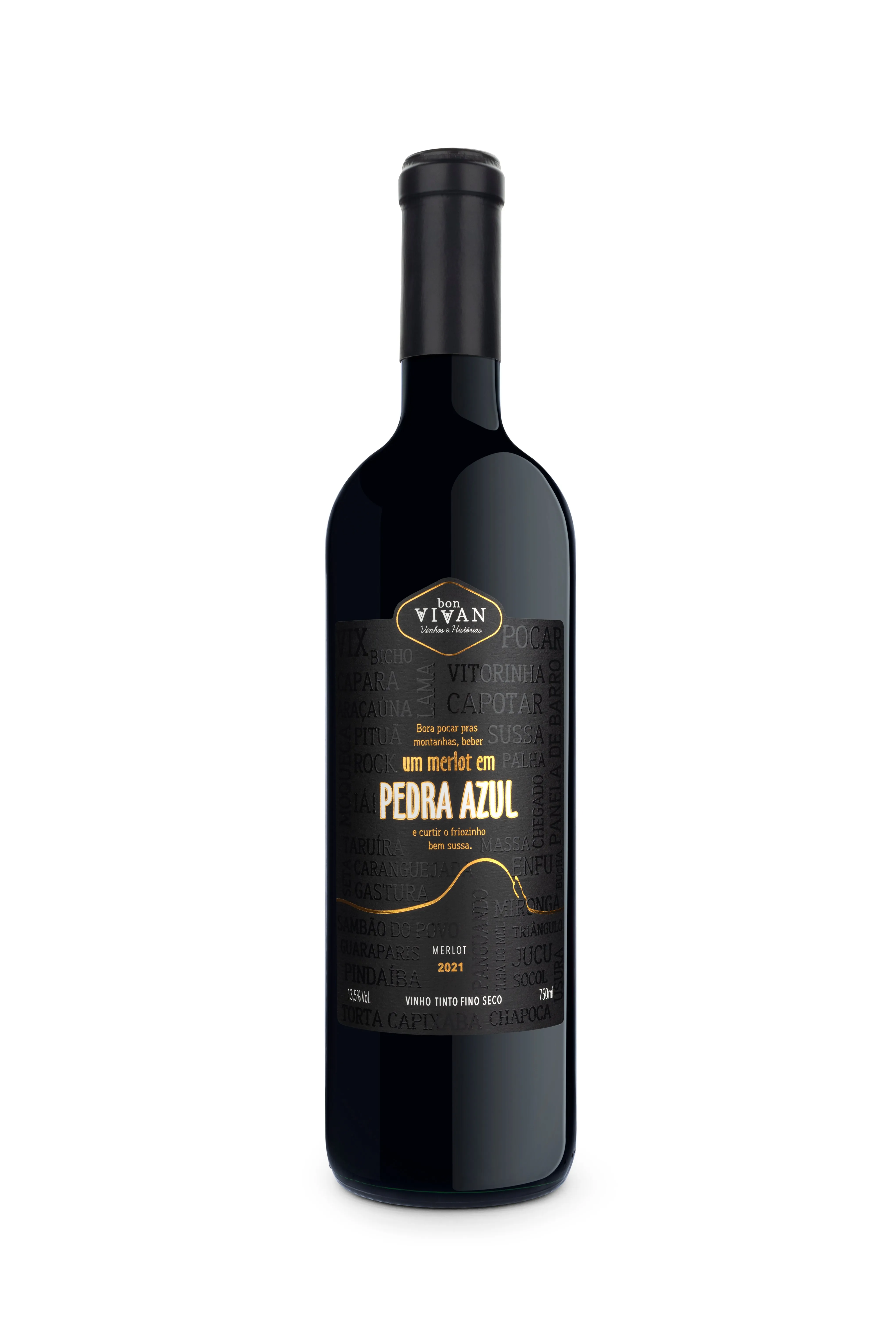 Vinho Tinto Bon Vivan Merlot em Pedra Azul