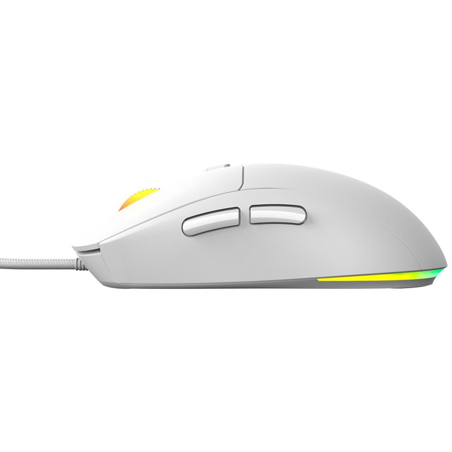 MOUSE GAMER PCYES BASARAN WHITE GHOST - 12400 DPI - RGB - 6 BOTOES - PMGBRWG