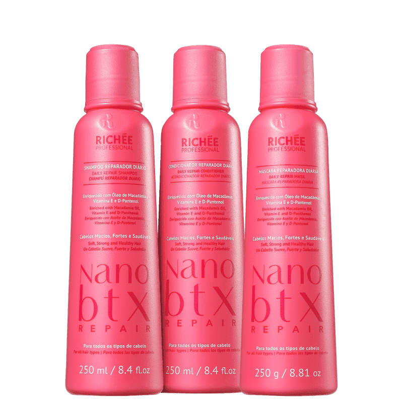 Richee Nano Btx Repair Shampoo Condicionador Mascara 3 X 250ml Doce Beleza Richee Nano Btx Repair Shampoo Condicionador Mascara 3 X 250ml Doce Beleza
