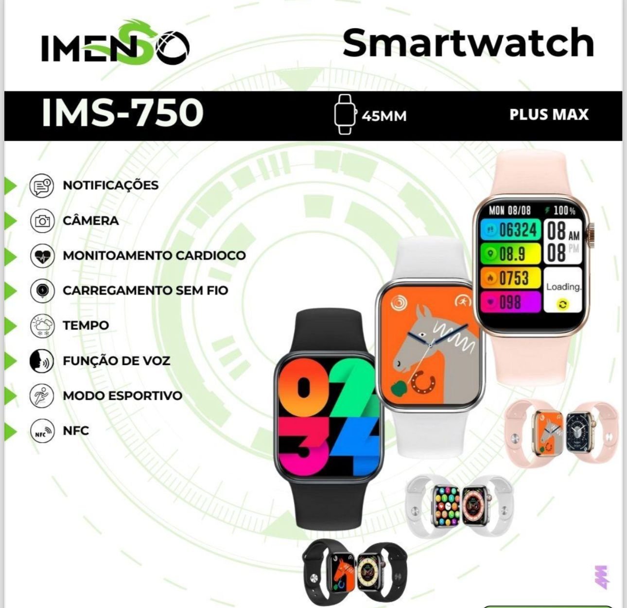 RELOGIO PLUS MAX 45MM IMENSO IMS-750 | GRUPO YMA