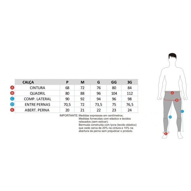 medidas calça masculina