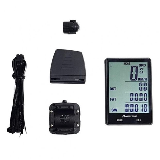 CICLOCOMPUTADOR 20F HIGH ONE C/ LUZ WIRELESS S/ FIO