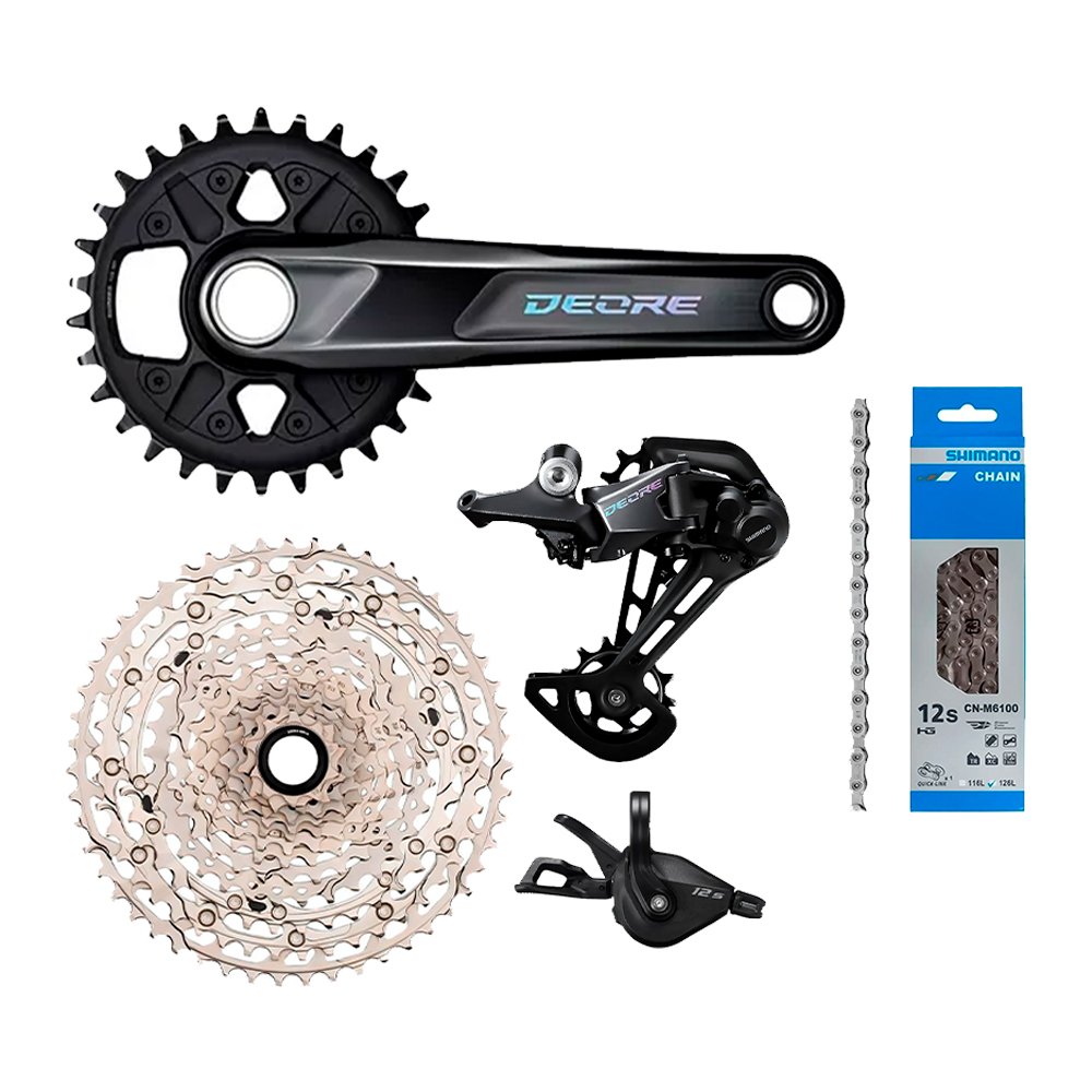 KIT TRANSMISSÃO SHIMANO DEORE M6100 SINGLE 1X12V -COROA 30D