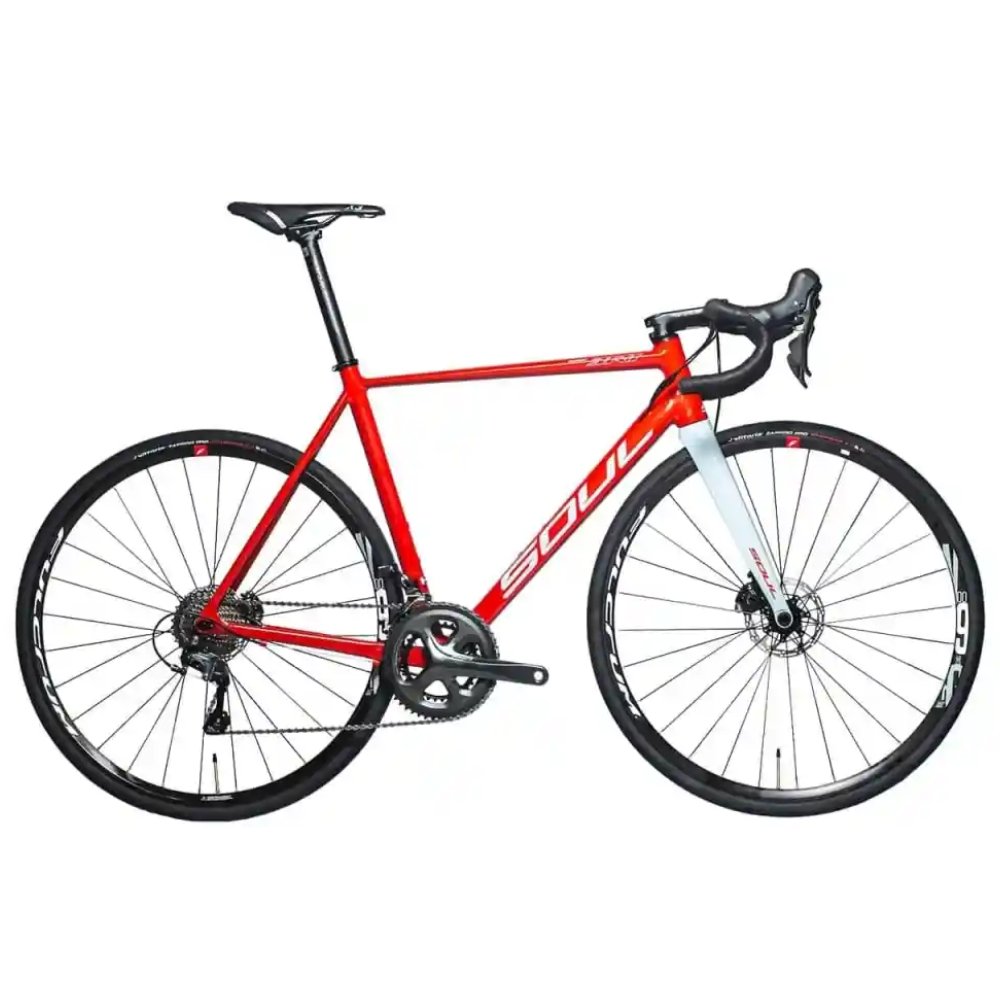 BICICLETA 700 SOUL 3R1 SHIMANO SORA 18V VERMELHO/BRANCO TAM 56