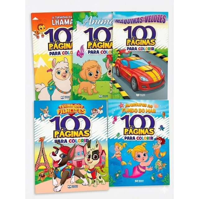 Kit 6 Livros De Colorir Infantil 100 Páginas Cada - 600 Desenhos Total ...