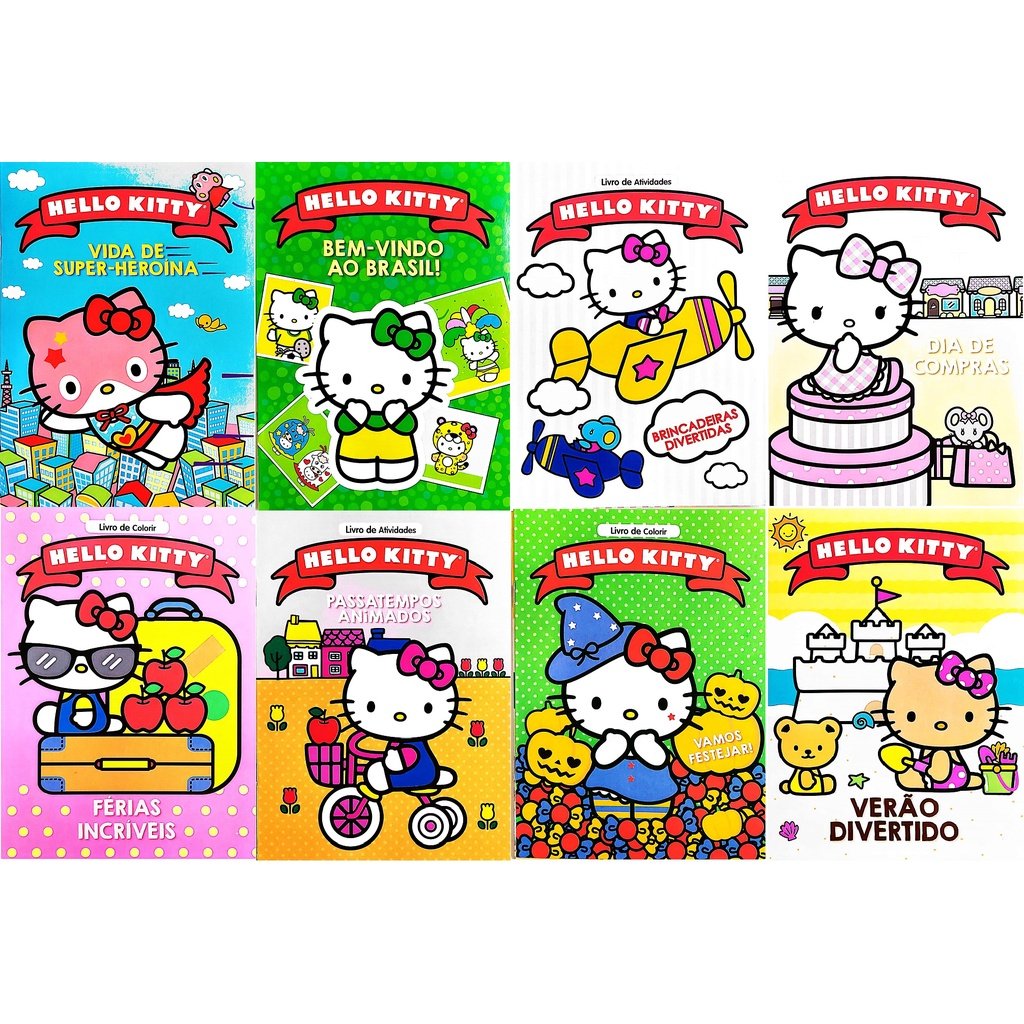 Kit 10 Livros Para Colorir Hello Kitty Festa das Cores Atacado