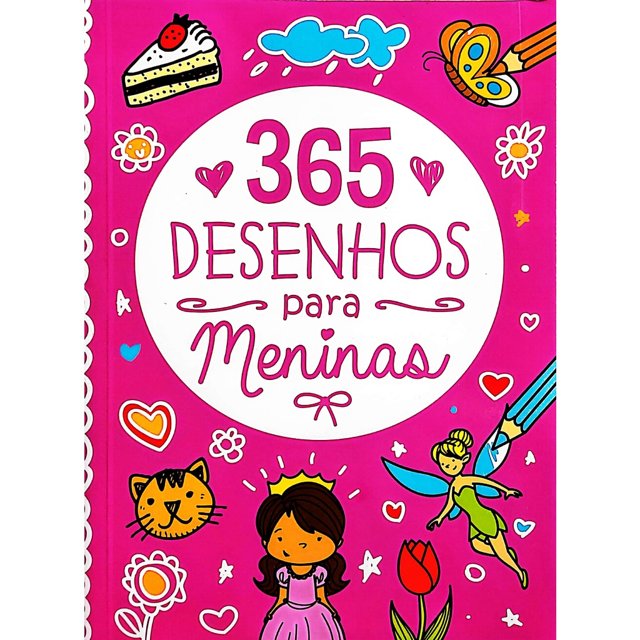 Livro 365 Desenhos Para Pintar Meninas e Meninos - Colorir Arteterapia 1  Desenho Por Dia