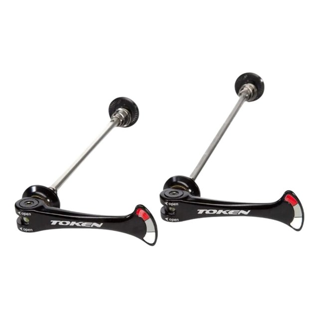 Blocage rapide VTT axe titane/alu rouge 57 grs modele shark tail-fabricant Token