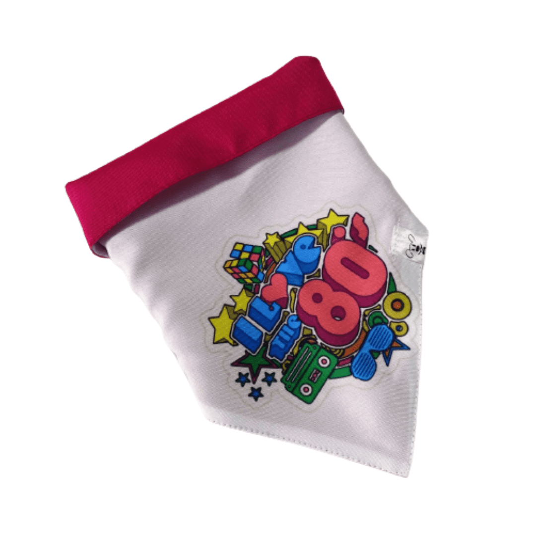 Bandana para pet "eu amo anos 80"