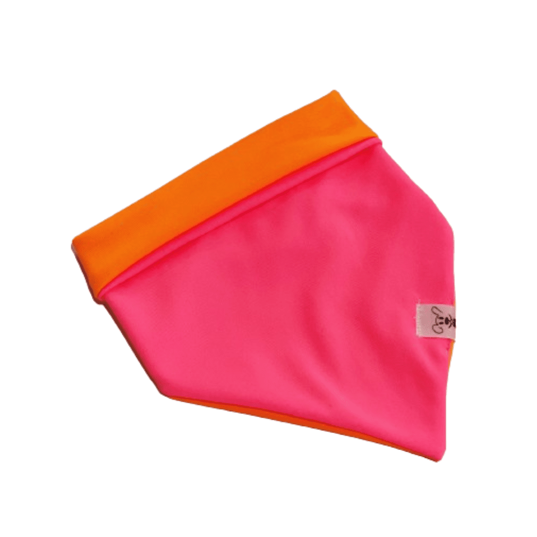 Bandana para pet neon rosa com laranja com proteção UV 50
