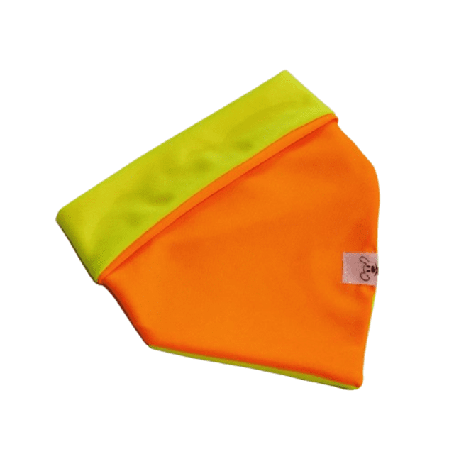 Bandana para pet neon amarelo com laranja com proteção UV 50