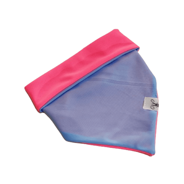 Bandana para pet neon rosa com azul com proteção UV 50
