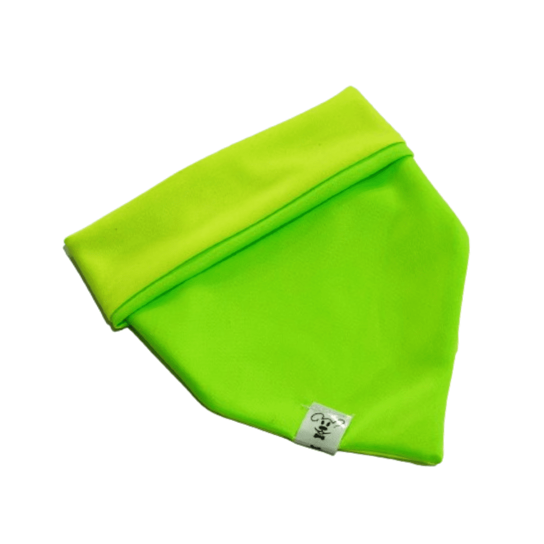 Bandana para pet neon verde com amarelo com proteção UV 50