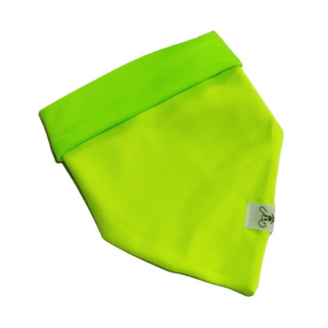 Bandana para pet neon verde com amarelo com proteção UV 50