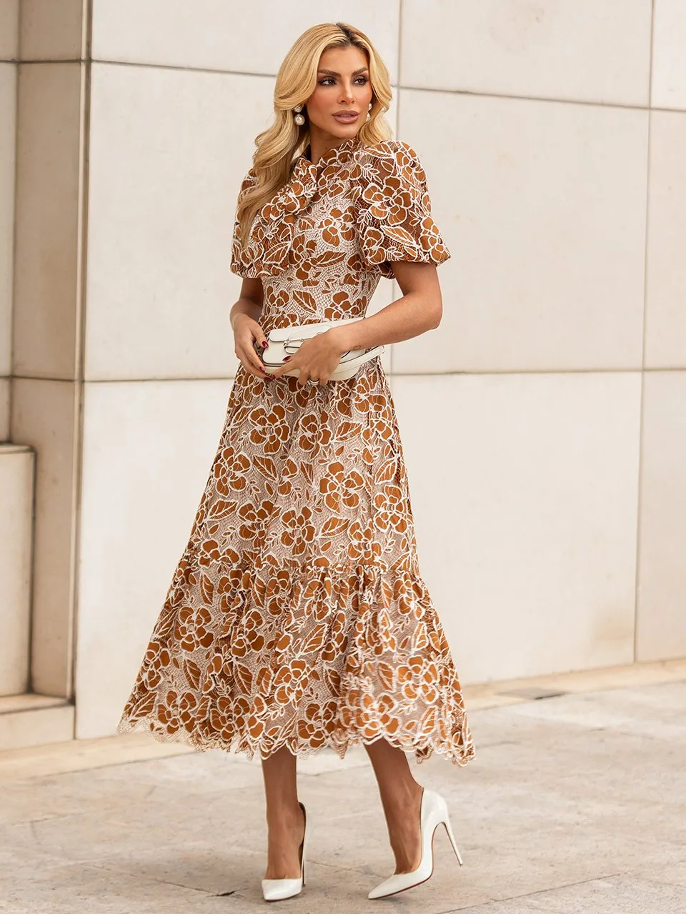 Limonada Pink Vestidos Animal Print Midi Vestido Midi De Renda