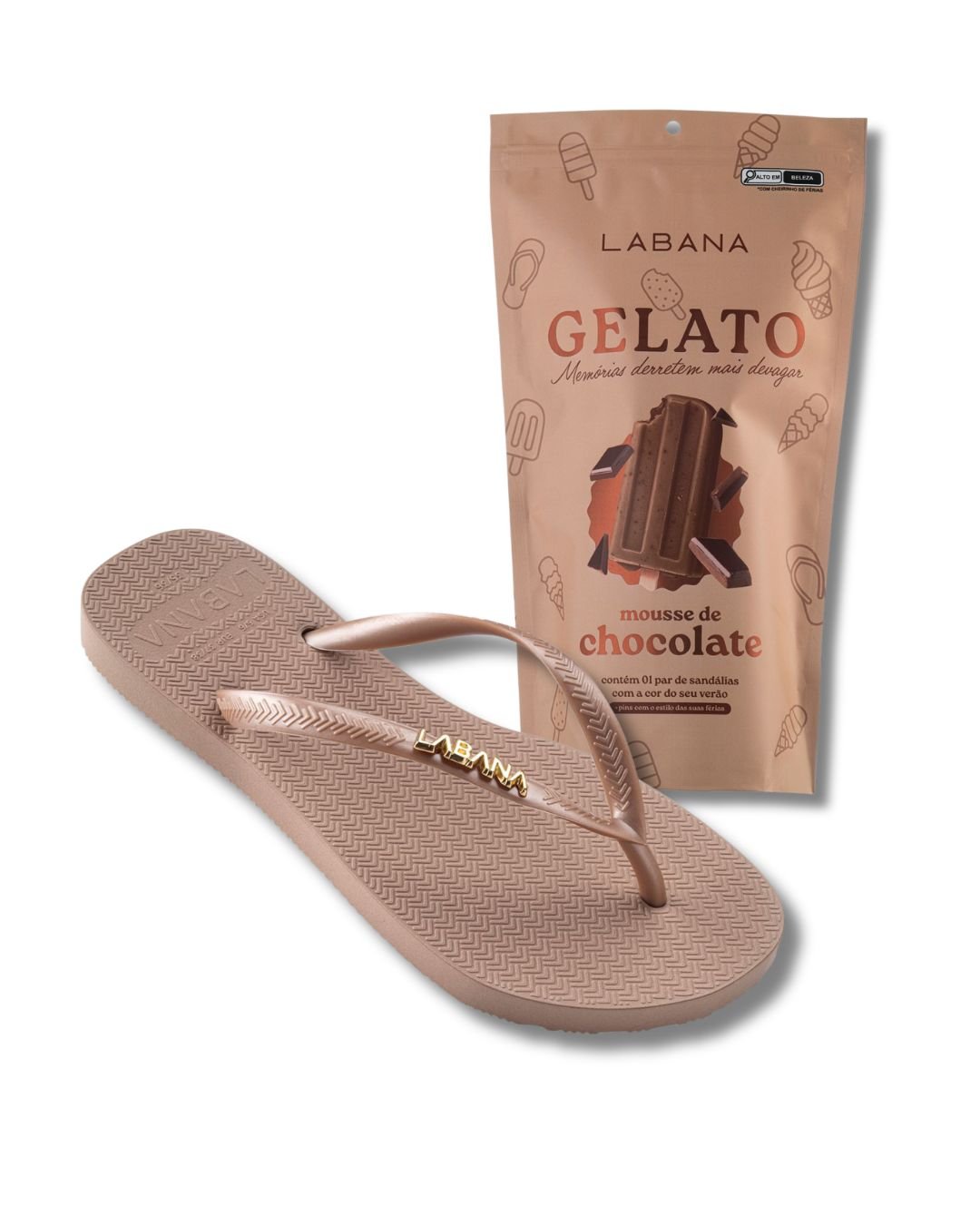 Labana Raksha Sandália de dedo Gelato + Pin colecionável | Mousse de chocolate | LABANA