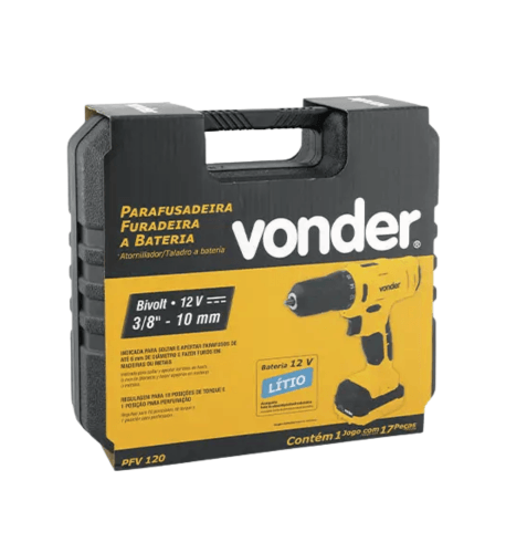 Kit 17 peças Parafusadeira/Furadeira a bateria, 12 V, }Fonte