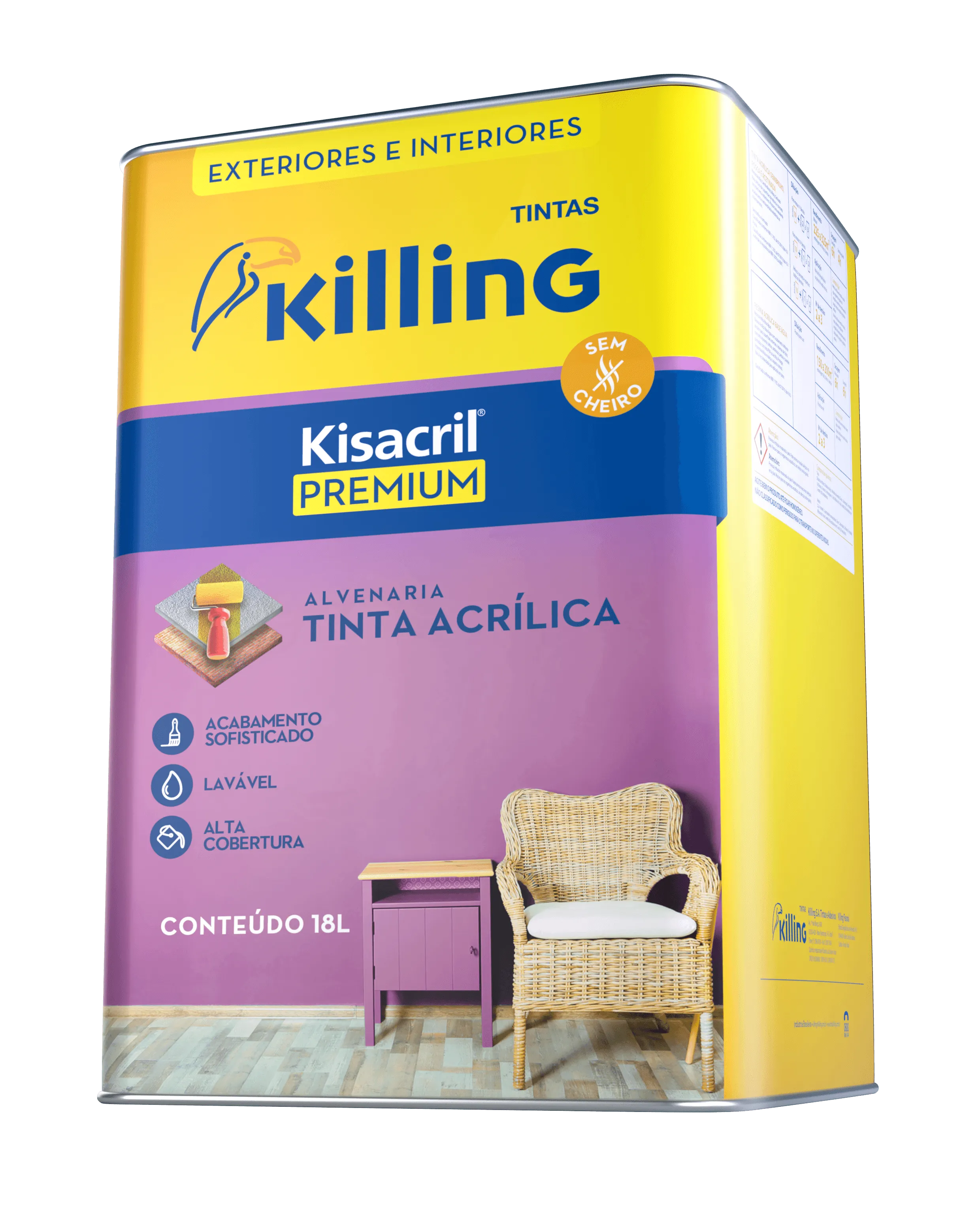 Tinta Acrílico Premium Fosco -Em Cores- 16,2 LT - Killing | Hartz Tintas