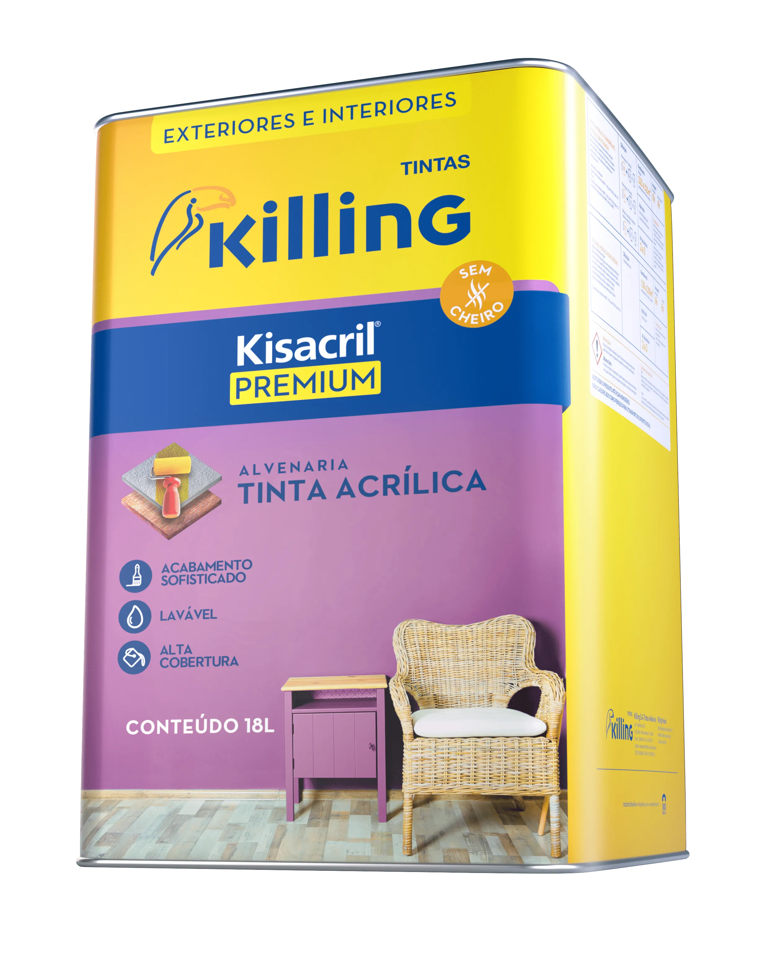 Tinta Acrílico Premium Fosco -Em Cores- 16,2 LT - Killing | Hartz Tintas