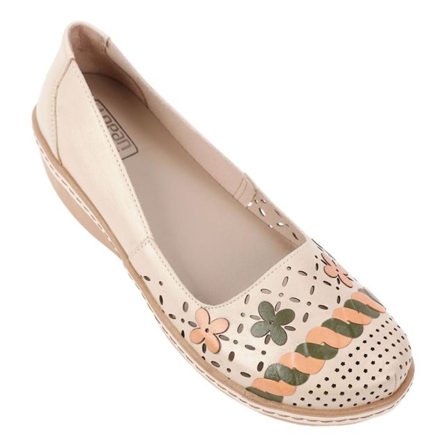 Sapatilha Feminina Salto Anabela Couro GA0008 Feira de