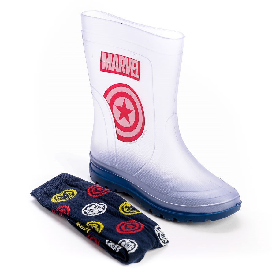 Bota Galocha Infantil com Meia Grendene Marvel Capitão América
