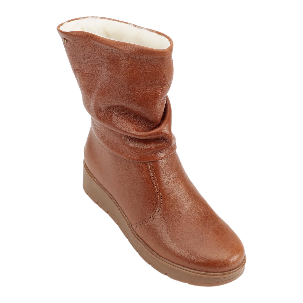 Bota Feminina Forrada Couro Pegada 280891 Feira de Calçados