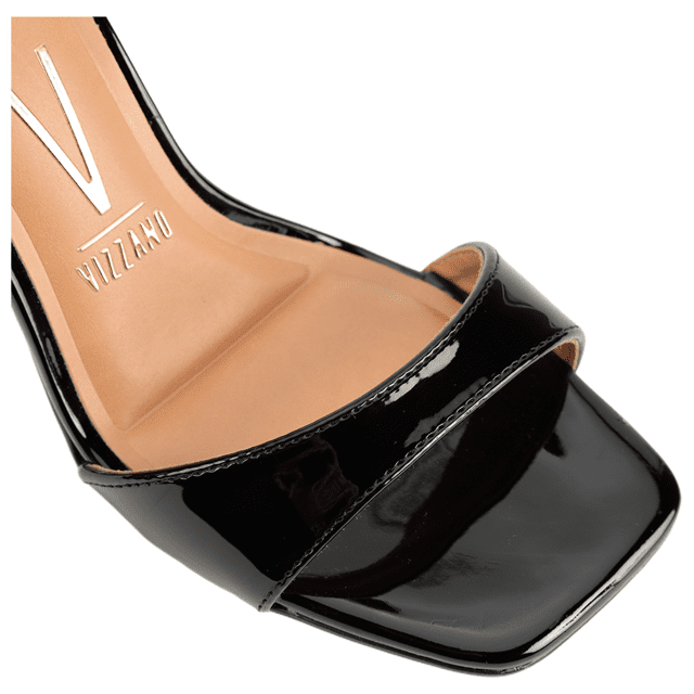 Salto Fino Sandalia Preta Verniz Salto Grosso Sandália Feminina