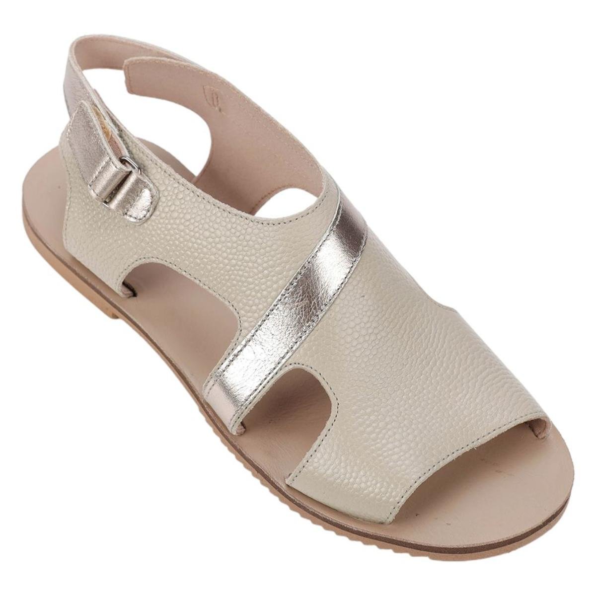 Sandália Feminina Rasteira Couro FU0013 Feira de Calçados