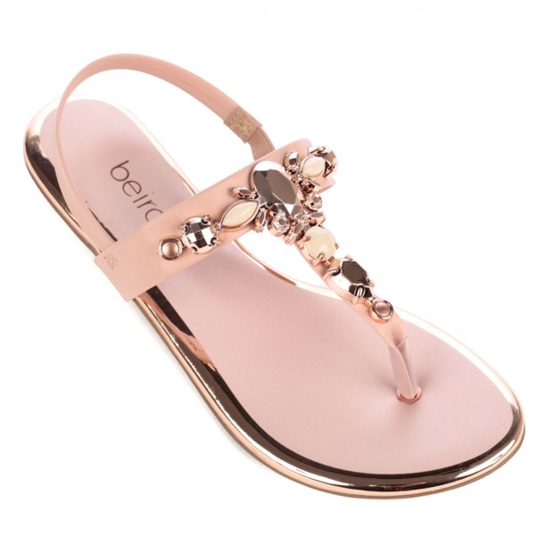 Sandália Feminina Rasteira Pedraria Beira Rio Feira de