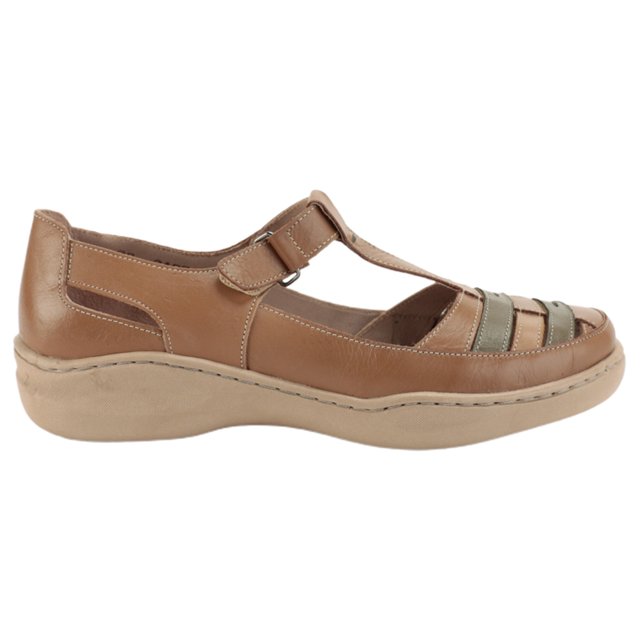 Sandália Feminina Salto Baixo Couro FY0001 Feira de Calçados