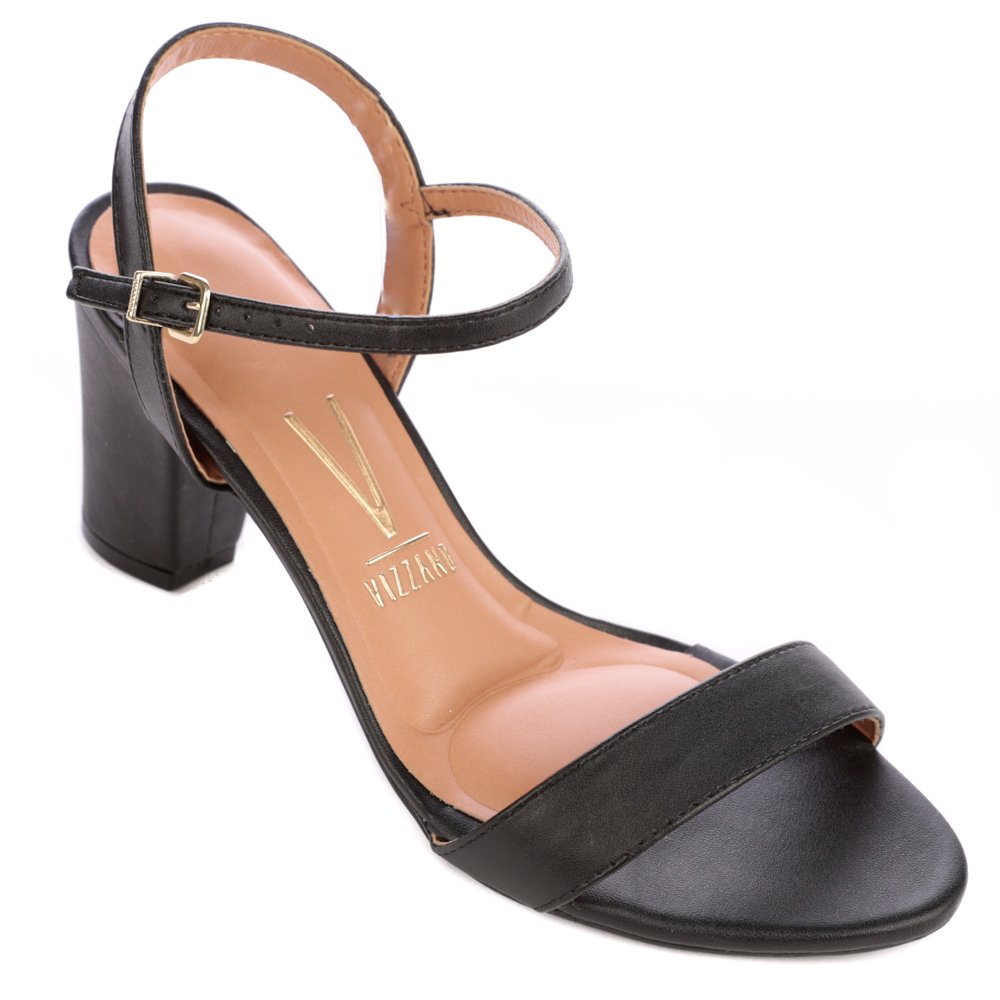 Sandália Salto Grosso Sandalia Preta Da Vizzano Sandália Vizzano