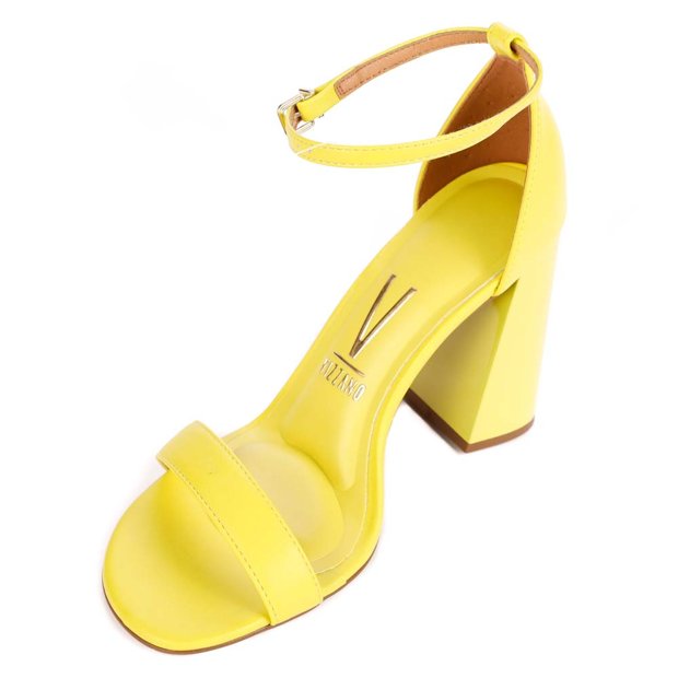 Salto Grosso Amarelo Sandália Feminina Salto Grosso Vizzano Feira