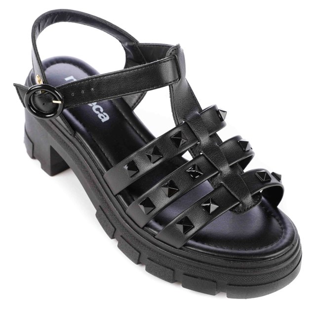 Sandália Feminina Salto Tratorado Moleca Feira de Calçados