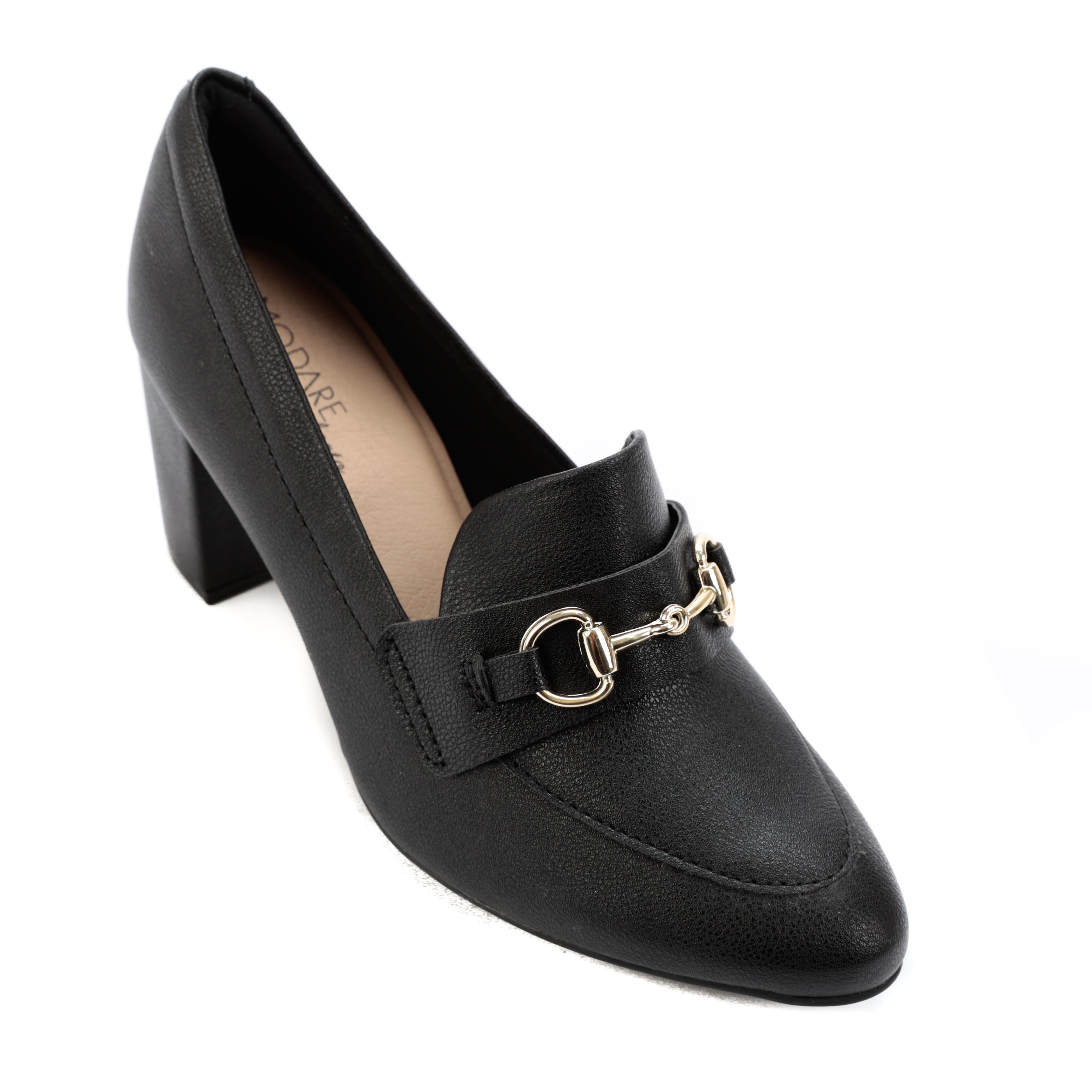 Sapato preto best sale salto bloco