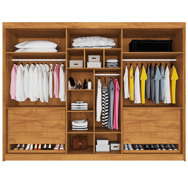Guarda-roupa de Casal 100% MDF com 2 Portas Ripadas 2,50m | Luna Móveis
