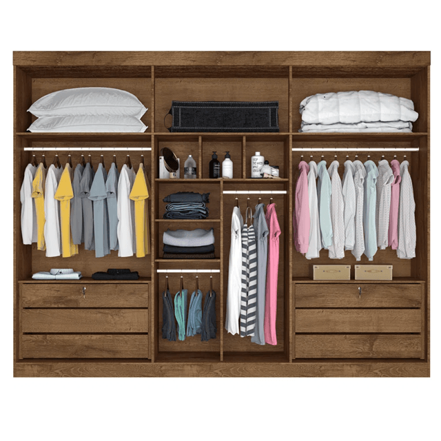 Guarda-roupa de Casal 100% MDF Fundo 6mm 2,74m | Luna Móveis