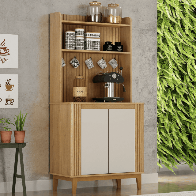 Cantinho do Café Retrô com Detalhes Fresados | Luna Móveis